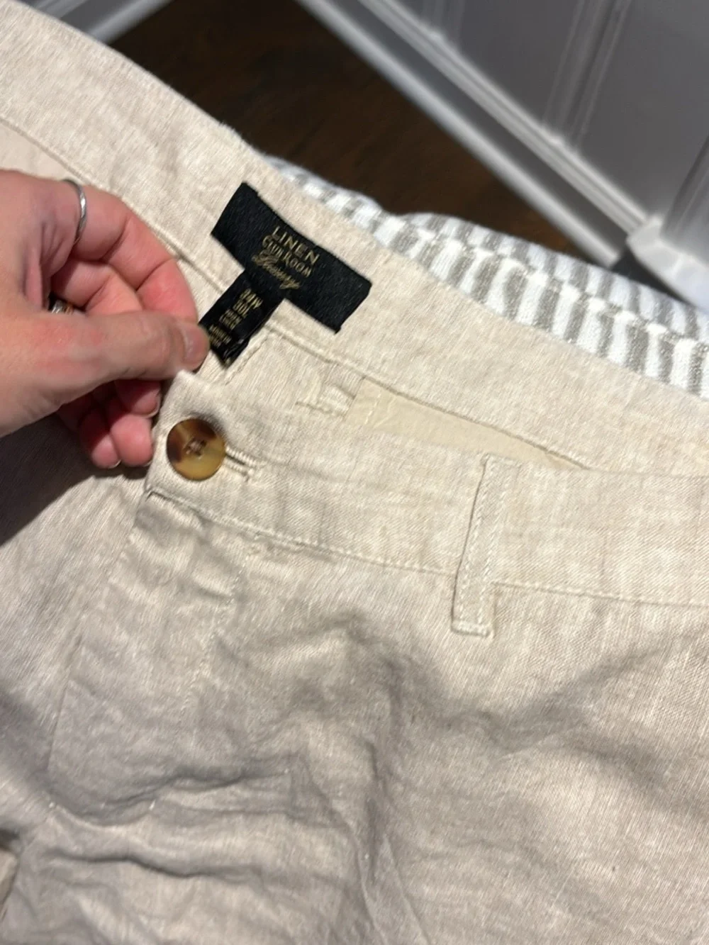 Club Room Men's Beige Linen-Blend Dress Pants